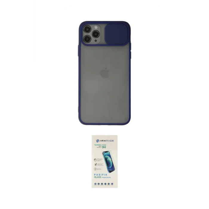 ieg™ iPhone 11 Pro Max Kılıf Vadi Çizgi - Şeffaf Pasifik Cam Ekran Koruyucu