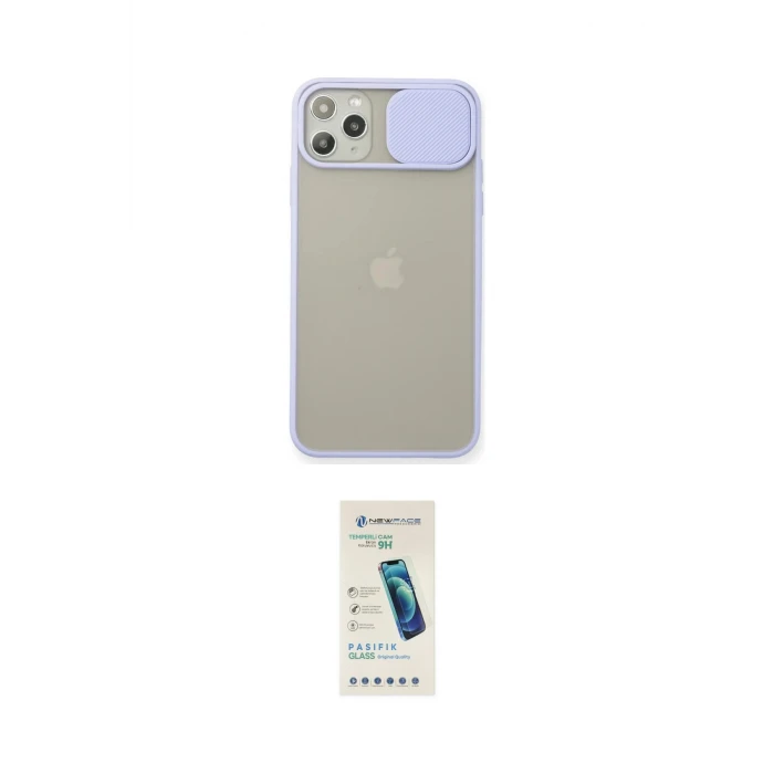ieg™ iPhone 11 Pro Max Kılıf Vadi Çizgi - Şeffaf Pasifik Cam Ekran Koruyucu