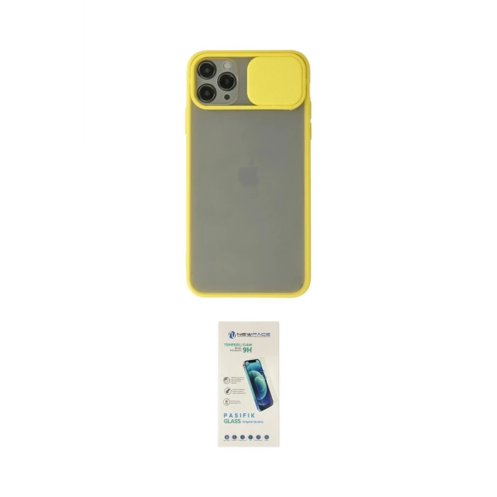 ieg™ iPhone 11 Pro Max Kılıf Vadi Çizgi - Şeffaf Pasifik Cam Ekran Koruyucu