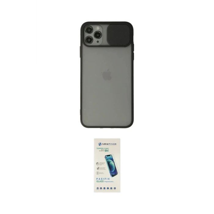 ieg™ iPhone 11 Pro Max Kılıf Vadi Çizgi - Şeffaf Pasifik Cam Ekran Koruyucu