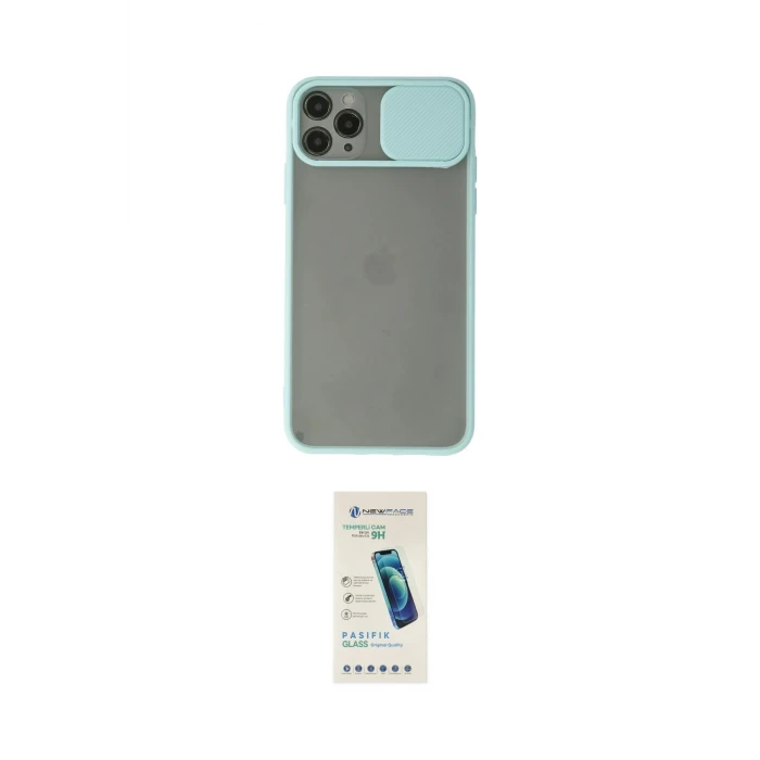 ieg™ iPhone 11 Pro Max Kılıf Vadi Çizgi - Şeffaf Pasifik Cam Ekran Koruyucu