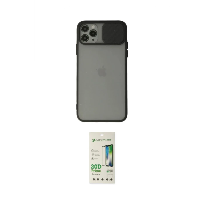 ieg™ iPhone 11 Pro Max Kılıf Vadi Çizgi - Siyah 20D Premium Cam Ekran Koruyucu