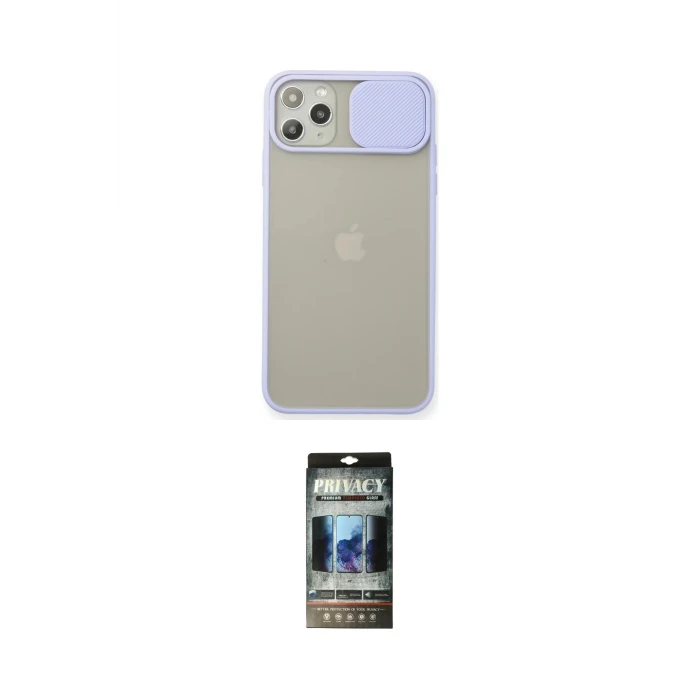 ieg™ iPhone 11 Pro Max Kılıf Vadi Çizgi - Siyah 34D Hayalet Izgaralı Cam