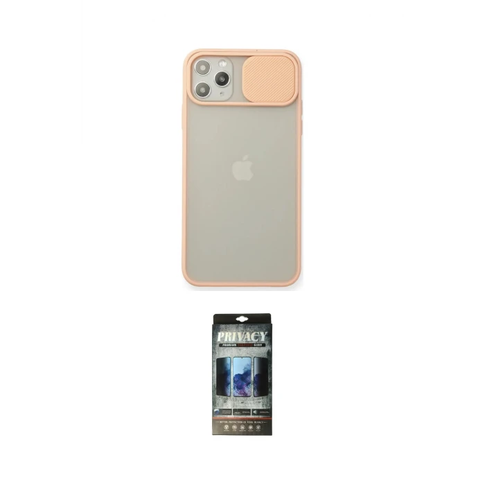 ieg™ iPhone 11 Pro Max Kılıf Vadi Çizgi - Siyah 34D Hayalet Izgaralı Cam