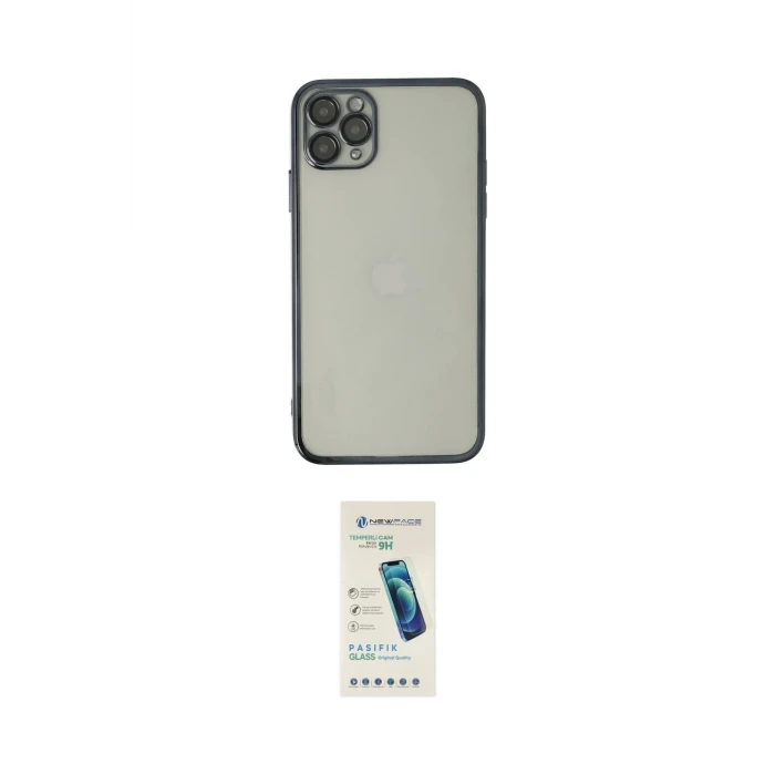 ieg™ iPhone 11 Pro Max Kılıf Vadi Minimal - Şeffaf Pasifik Cam Ekran Koruyucu