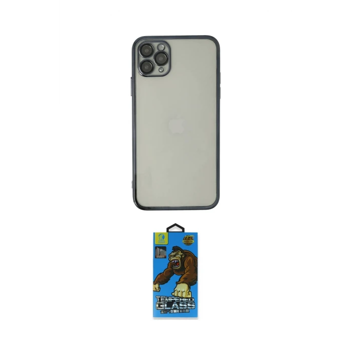 ieg™ iPhone 11 Pro Max Kılıf Vadi Minimal - Siyah 18D Cam Ekran Koruyucu