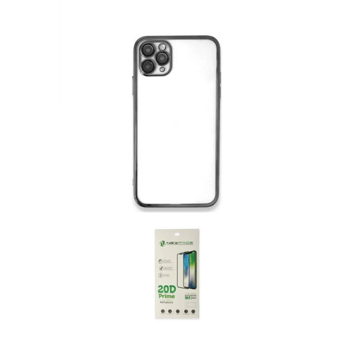 ieg™ iPhone 11 Pro Max Kılıf Vadi Minimal - Siyah 20D Premium Cam Ekran Koruyucu