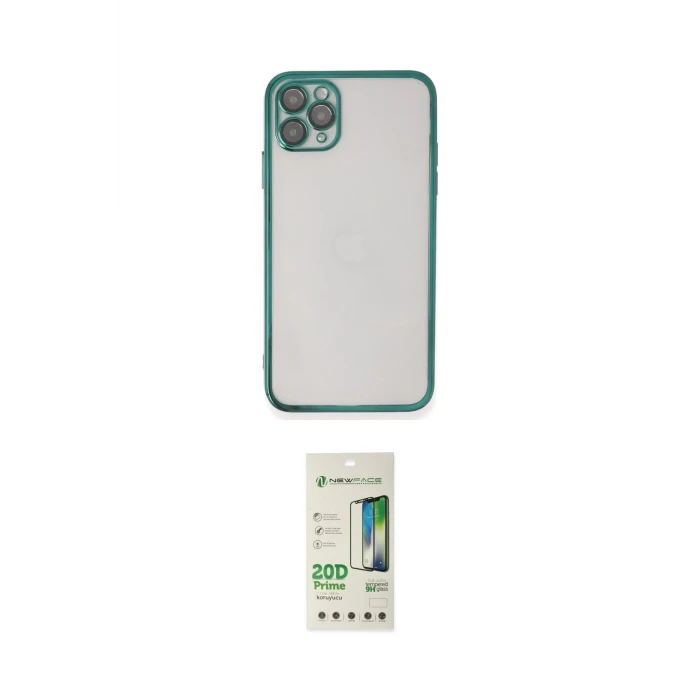 ieg™ iPhone 11 Pro Max Kılıf Vadi Minimal - Siyah 20D Premium Cam Ekran Koruyucu