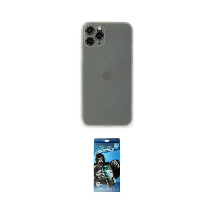 ieg™ iPhone 11 Pro Max Kılıf Yadigar Yansıma Serisi - Siyah 34D Izgaralı Cam