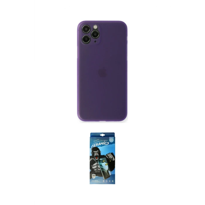 ieg™ iPhone 11 Pro Max Kılıf Yadigar Yansıma Serisi - Siyah 34D Izgaralı Cam