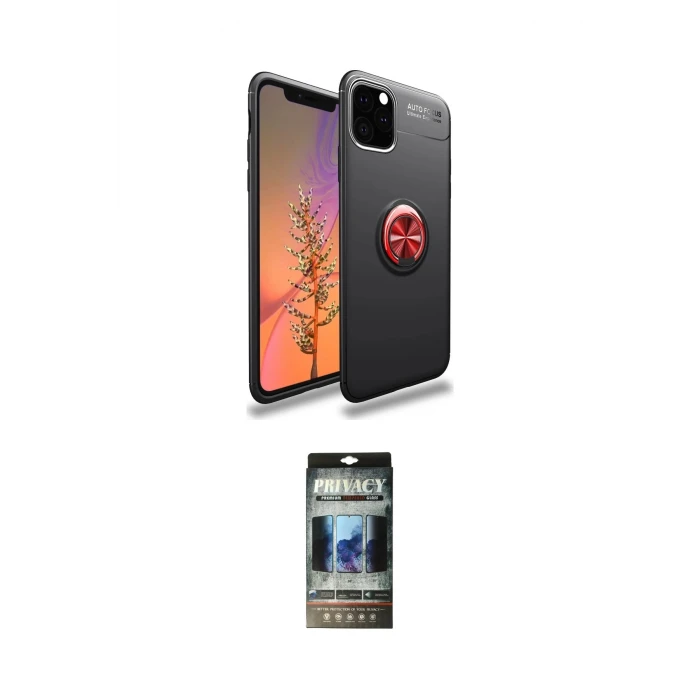 ieg™ iPhone 11 Pro Max Kılıf Yankı Form Prime - Siyah 34D Hayalet Izgaralı Cam