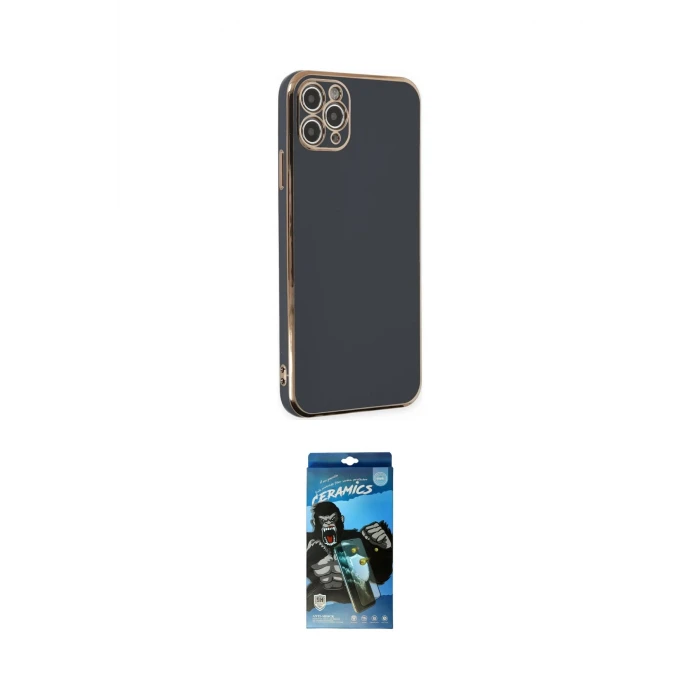 ieg™ iPhone 11 Pro Max Kılıf Yankı Serisi - Siyah 34D Izgaralı Cam