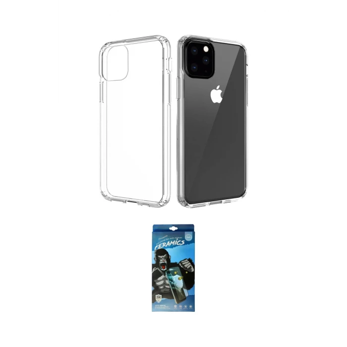ieg™ iPhone 11 Pro Max Kılıf Zirve Doku - Siyah 34D Izgaralı Cam