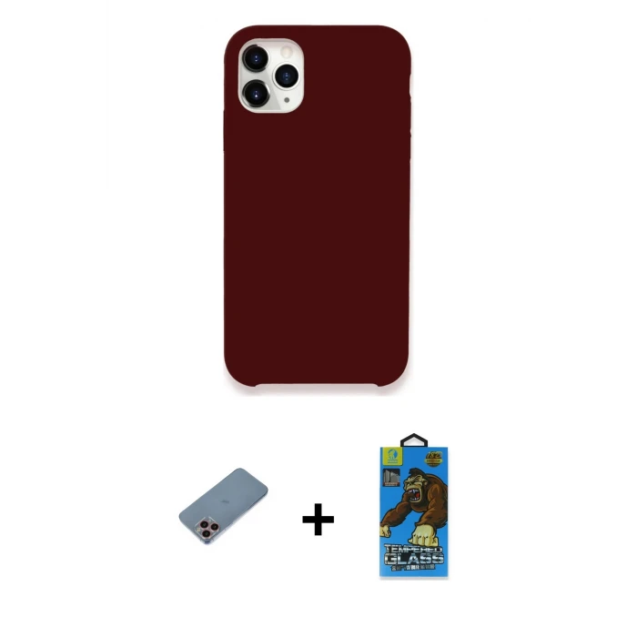 ieg™ iPhone 11 Pro Max Kılıf Zirve Modern Özel Seri - Siyah 18D Cam Ekran Koruyucu + Shine Kamera Lens Koruma Cam - PE