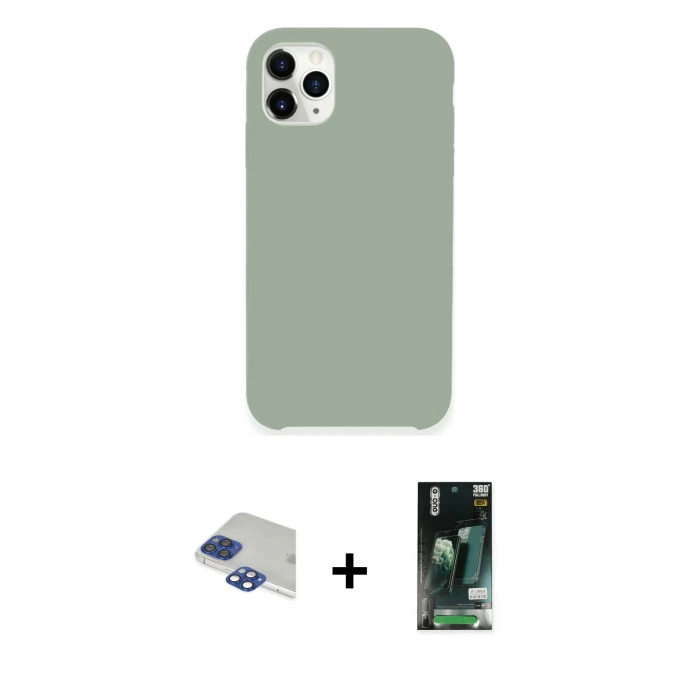 ieg™ iPhone 11 Pro Max Kılıf Zirve Modern Özel Seri - Siyah 360 Mat Full Body Arka Koruyucu + Pers Alüminyum Kamera Lens - LT