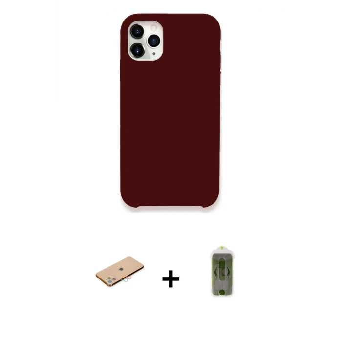 ieg™ iPhone 11 Pro Max Kılıf Zirve Modern Özel Seri - Siyah Joko Magic 5D Hayalet Cam + Renkli Kamera Lens Koruma Cam - PE