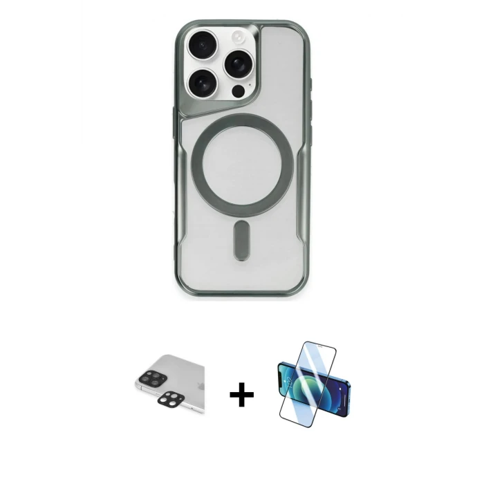 ieg™ iPhone 11 Pro Max Yadigar Klasik Özel Seri - Siyah 3D Antistatik Cam Ekran Koruyucu + Siyah Pers Alüminyum Kamera Lens