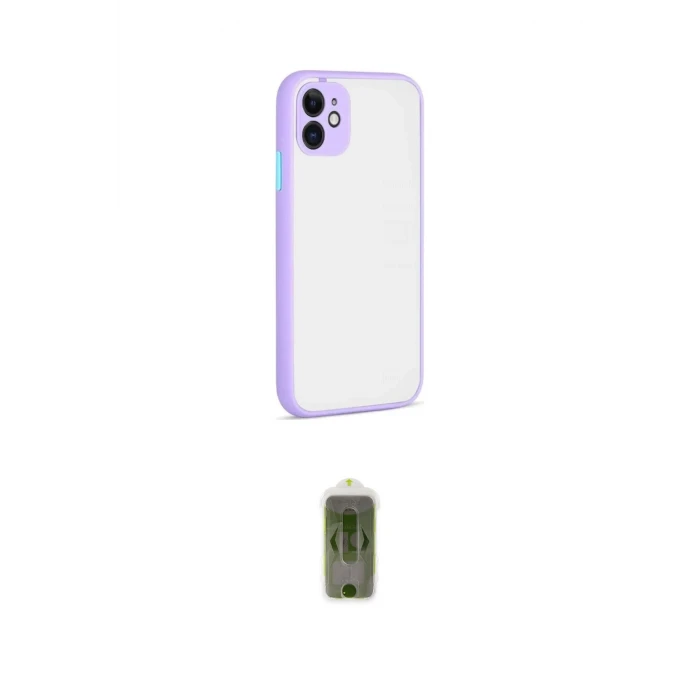 ieg™ iPhone 12 Kılıf Ahenk Çizgi Serisi - Siyah Joko Magic 5D Hayalet Cam