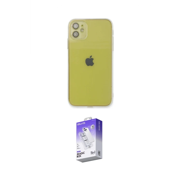 ieg™ iPhone 12 Kılıf Ahenk Doku - Siyah Bilvis 5in1 3D Magic Cam Ekran Koruyucu
