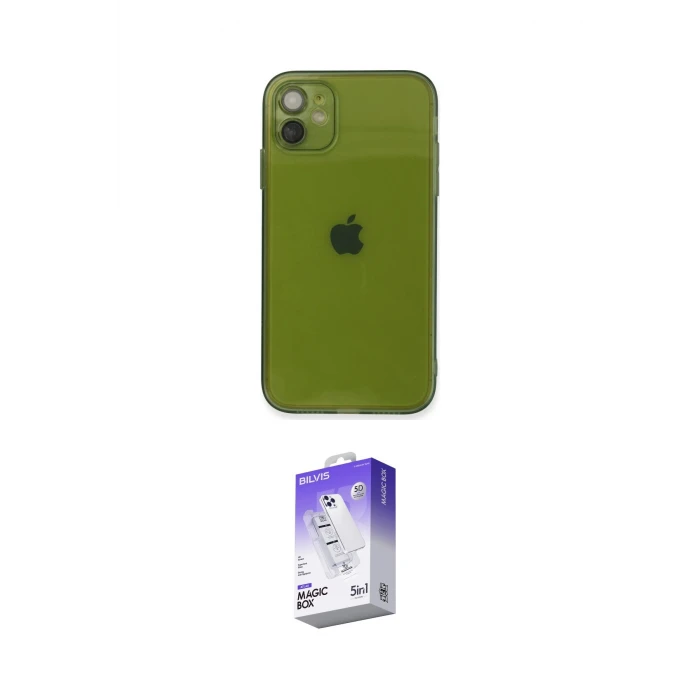 ieg™ iPhone 12 Kılıf Ahenk Doku - Siyah Bilvis 5in1 3D Magic Cam Ekran Koruyucu