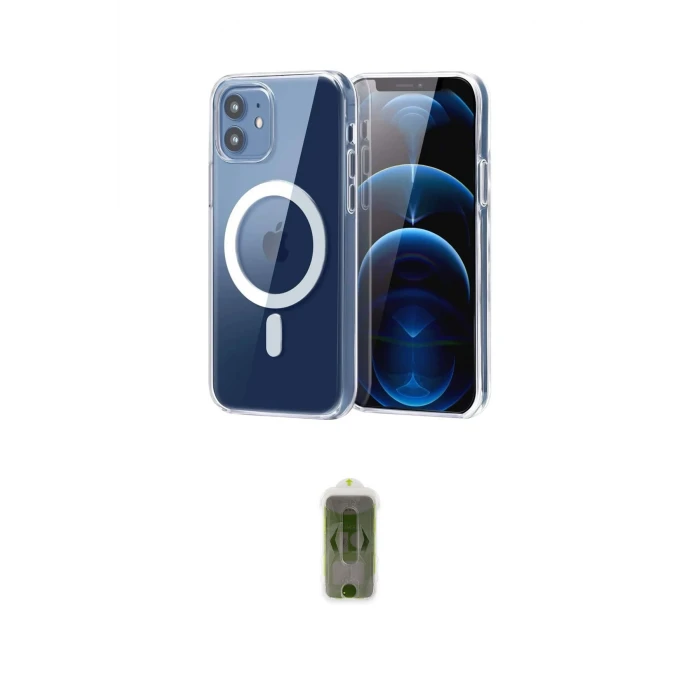 ieg™ iPhone 12 Kılıf Ahenk Minimal Serisi - Siyah Joko Magic 5D Hayalet Cam