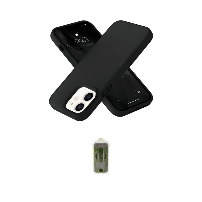 ieg™ iPhone 12 Kılıf Ahenk Serisi - Siyah Joko Magic 5D Hayalet Cam
