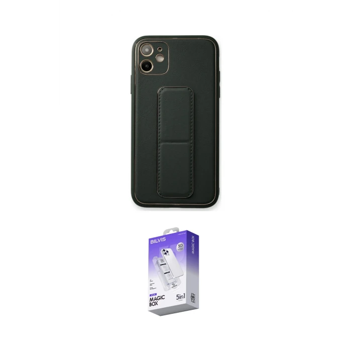 ieg™ iPhone 12 Kılıf Akış Doku - Siyah Bilvis 5in1 3D Magic Cam Ekran Koruyucu