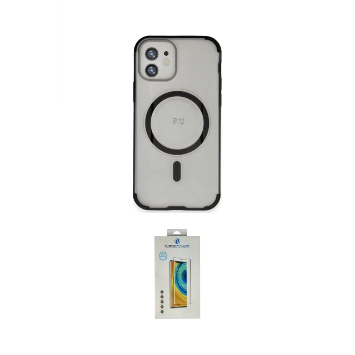 ieg™ iPhone 12 Kılıf Eksen Klasik Koleksiyonu - Siyah Polymer Nano Ekran Koruyucu