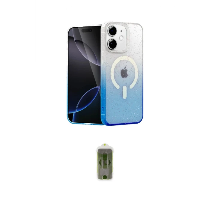 ieg™ iPhone 12 Kılıf Eksen Minimal Özel Seri - Siyah Joko Magic 5D Hayalet Cam