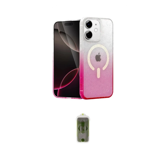 ieg™ iPhone 12 Kılıf Eksen Minimal Özel Seri - Siyah Joko Magic 5D Hayalet Cam