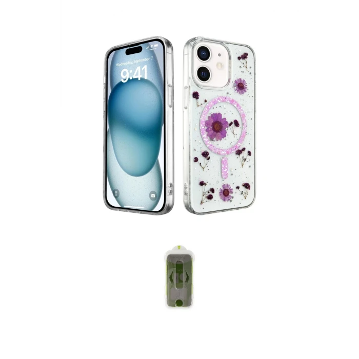 ieg™ iPhone 12 Kılıf Kozmos Doku - Siyah Joko Magic 5D Hayalet Cam
