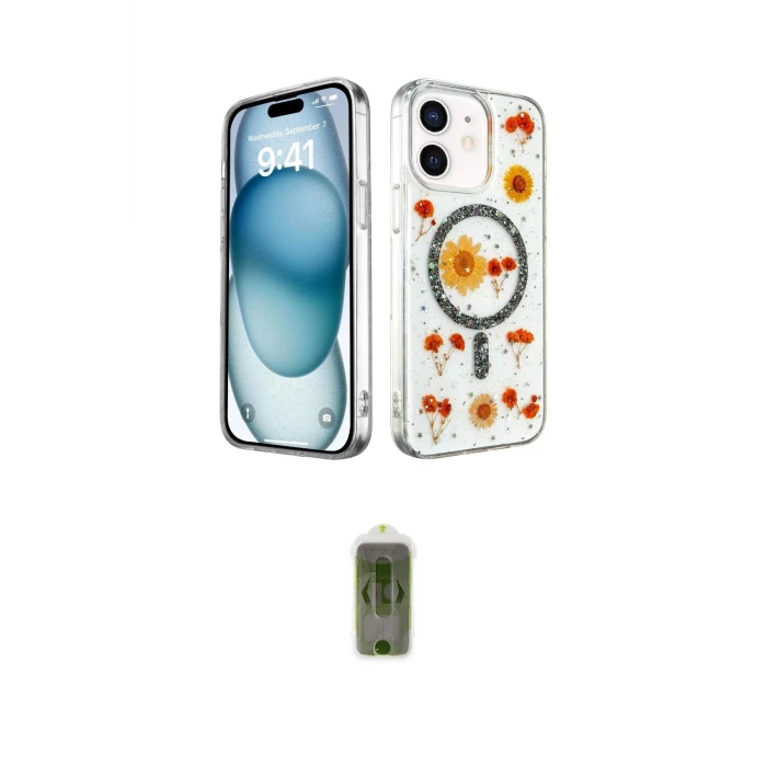 ieg™ iPhone 12 Kılıf Kozmos Doku - Siyah Joko Magic 5D Hayalet Cam
