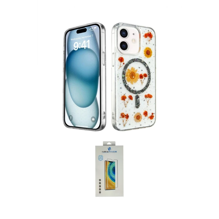 ieg™ iPhone 12 Kılıf Kozmos Doku - Siyah Polymer Nano Ekran Koruyucu