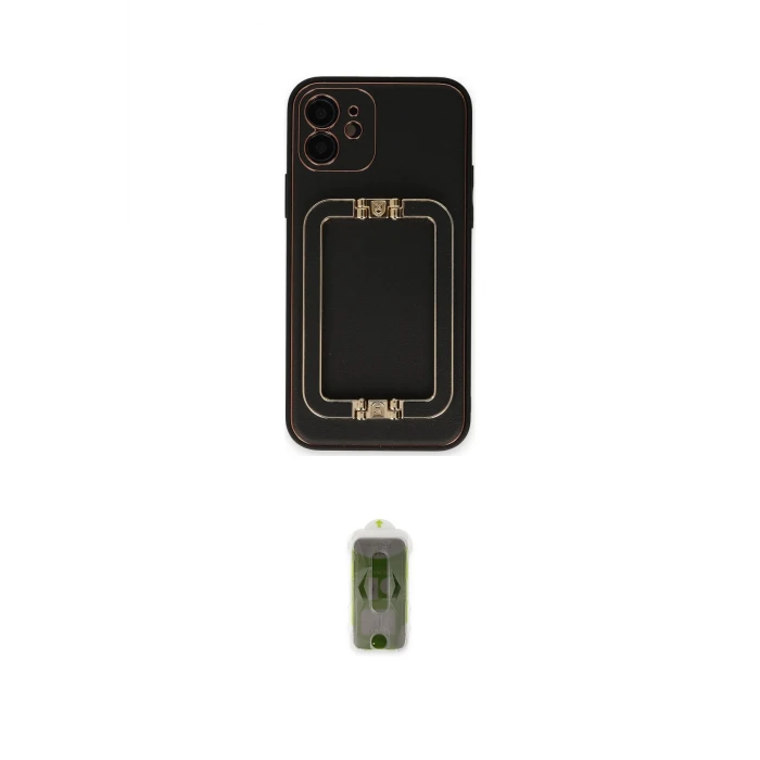ieg™ iPhone 12 Kılıf Kozmos Minimal Prime - Siyah Joko Magic 5D Hayalet Cam