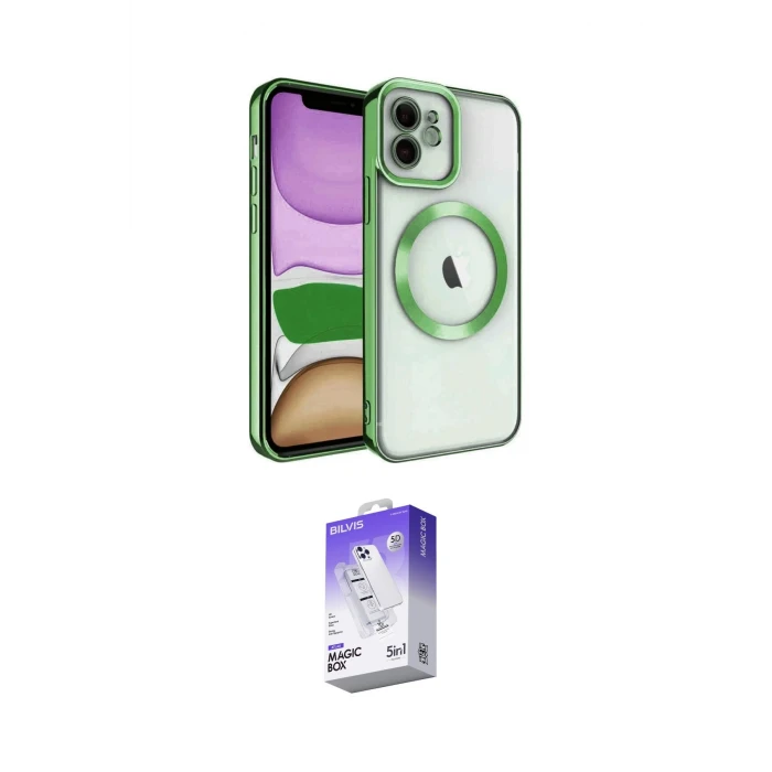 ieg™ iPhone 12 Kılıf Nova Işık Özel Seri - Siyah Bilvis 5in1 3D Magic Cam Ekran Koruyucu