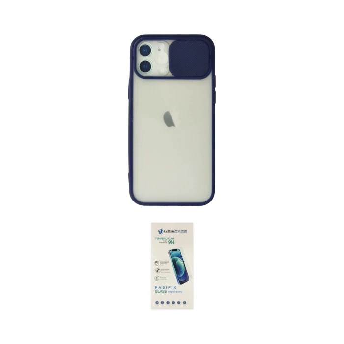 ieg™ iPhone 12 Kılıf Vadi Çizgi - Şeffaf Pasifik Cam Ekran Koruyucu