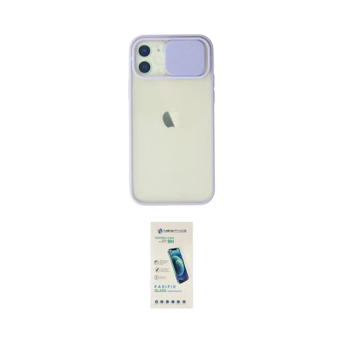 ieg™ iPhone 12 Kılıf Vadi Çizgi - Şeffaf Pasifik Cam Ekran Koruyucu