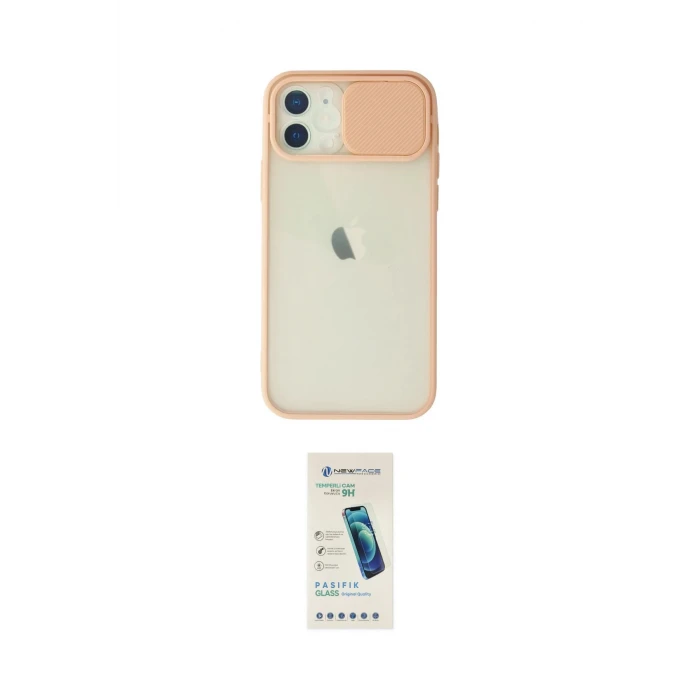ieg™ iPhone 12 Kılıf Vadi Çizgi - Şeffaf Pasifik Cam Ekran Koruyucu