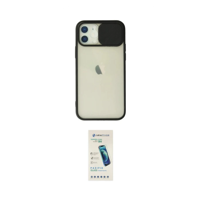 ieg™ iPhone 12 Kılıf Vadi Çizgi - Şeffaf Pasifik Cam Ekran Koruyucu