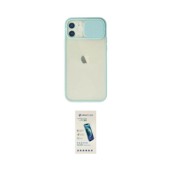 ieg™ iPhone 12 Kılıf Vadi Çizgi - Şeffaf Pasifik Cam Ekran Koruyucu