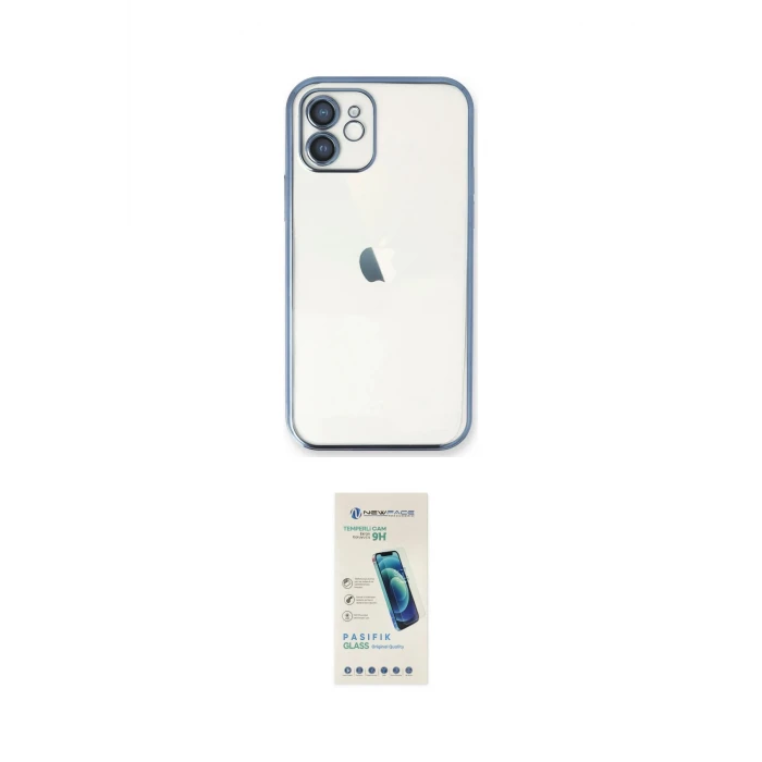 ieg™ iPhone 12 Kılıf Vadi Minimal - Şeffaf Pasifik Cam Ekran Koruyucu