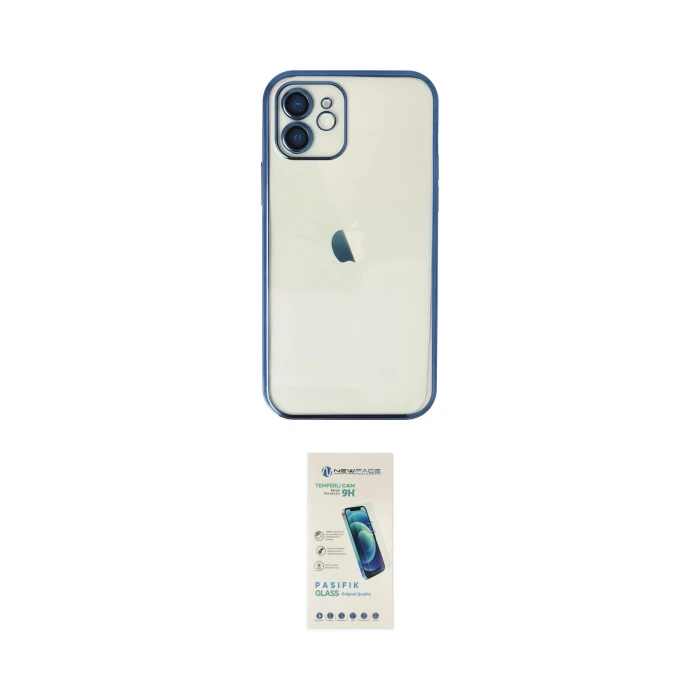 ieg™ iPhone 12 Kılıf Vadi Minimal - Şeffaf Pasifik Cam Ekran Koruyucu