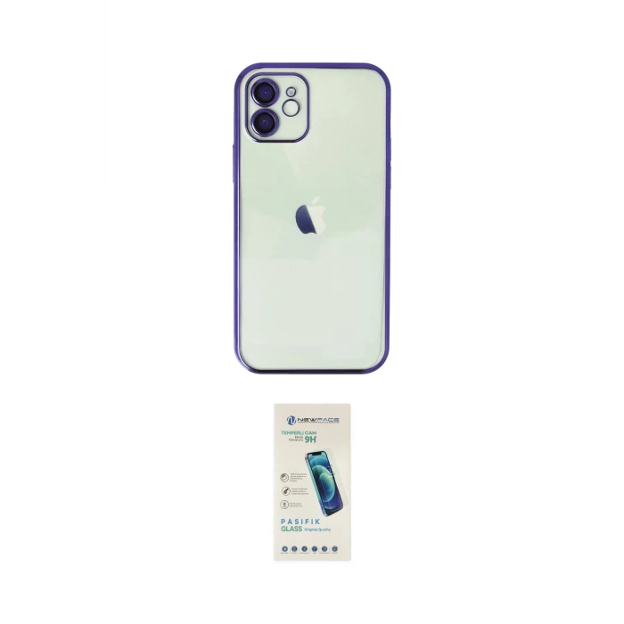 ieg™ iPhone 12 Kılıf Vadi Minimal - Şeffaf Pasifik Cam Ekran Koruyucu