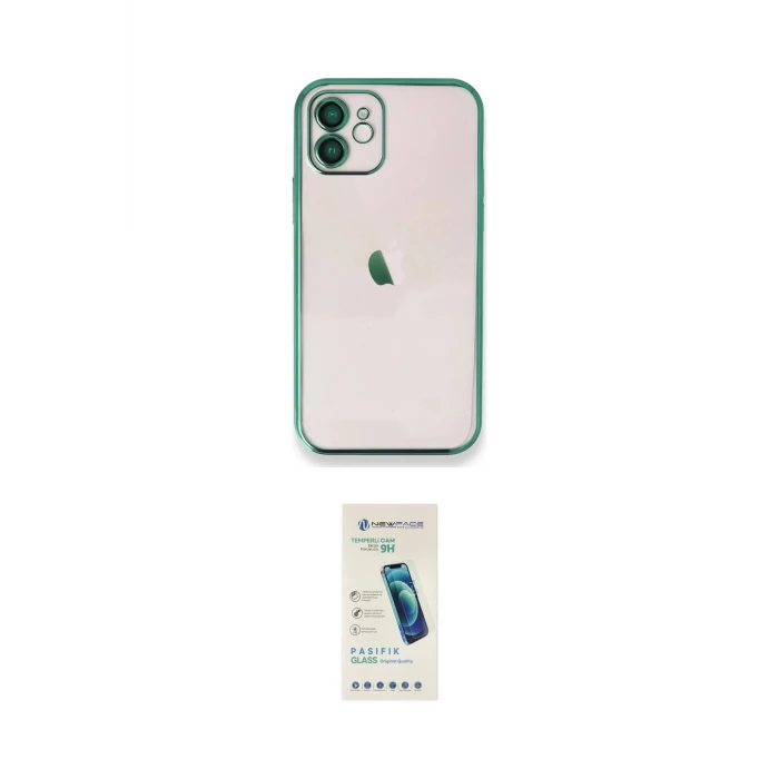 ieg™ iPhone 12 Kılıf Vadi Minimal - Şeffaf Pasifik Cam Ekran Koruyucu