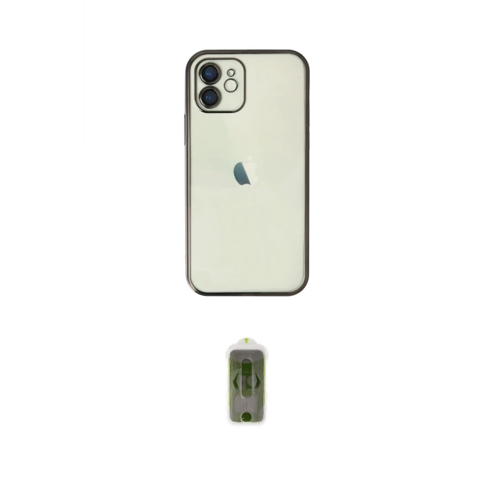 ieg™ iPhone 12 Kılıf Vadi Minimal - Siyah Joko Magic 5D Hayalet Cam