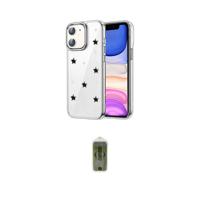 ieg™ iPhone 12 Kılıf Yörünge Form - Siyah Joko Magic 5D Hayalet Cam