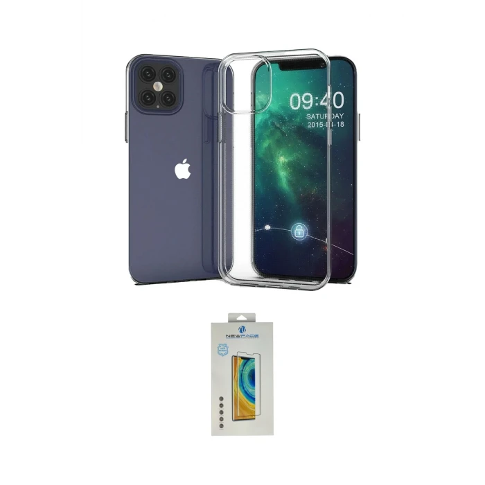 ieg™ iPhone 12 Kılıf Zirve Doku - Siyah Polymer Nano Ekran Koruyucu