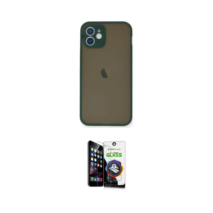 ieg™ iPhone 12 Mini Kılıf Ahenk Çizgi Serisi - Şeffaf Temperli Cam Ekran Koruyucu