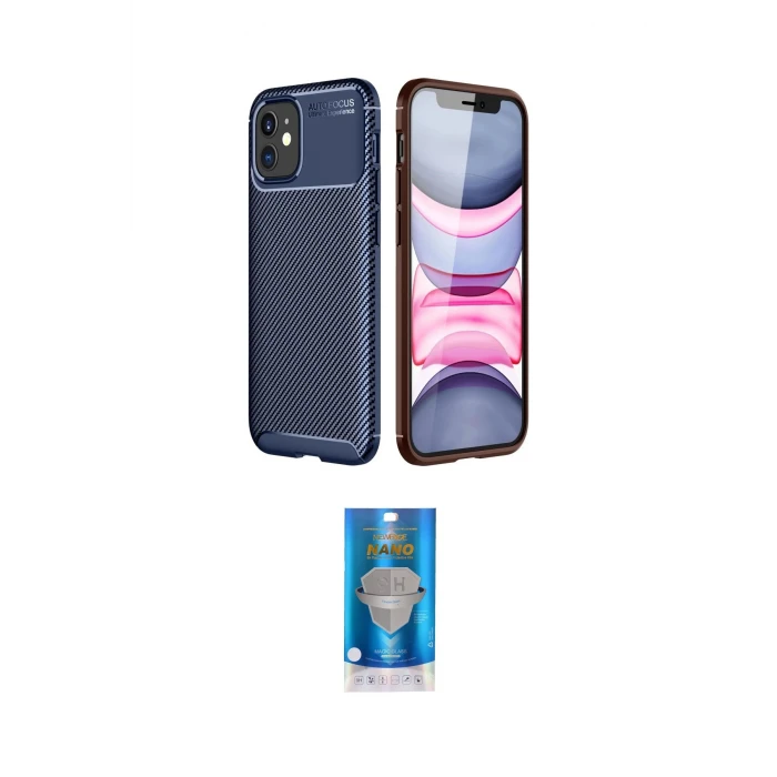 ieg™ iPhone 12 Mini Kılıf Eksen Form Prime - Şeffaf Royal Nano Ekran Koruyucu