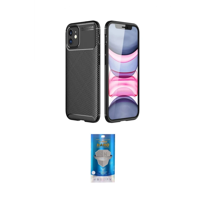 ieg™ iPhone 12 Mini Kılıf Eksen Form Prime - Şeffaf Royal Nano Ekran Koruyucu